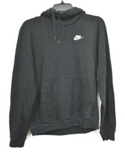 Nike Womens Funnel Neck Hoodie Sweatshirt Kangaroo Pouch Black Cotton Blend S