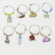 Handcrafted Wine Glass Charm Drink Markers CAT Theme Lot of 8