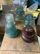 Lot of 5 Vintage Ceramic /Glass Insulators