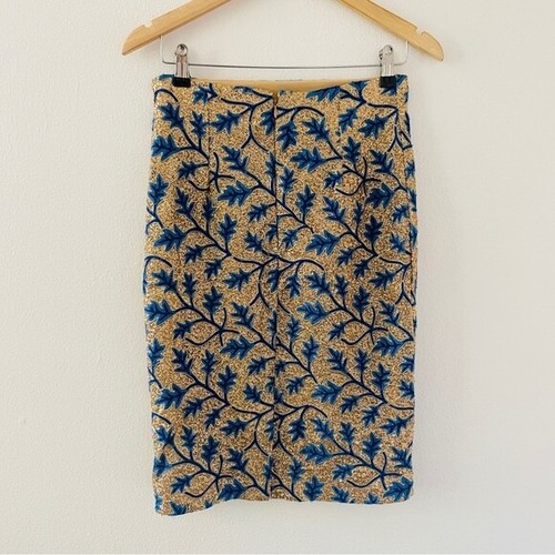 Anthropologie The Odells Gold Blue Sequined Pencil Skirt Small - Picture 5 of 6