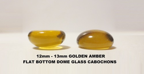 LOT of 50 AMBER GLASS *12-13mm DOME TILE CABOCHONS, HALF ROUND FLAT BACK, CRAFTS - Picture 16 of 23
