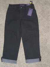 NYDJ NOT YOUR DAUGHTER'S JEANS Black Cuffed Denim Capri Jeans Pants - 2 - NWT