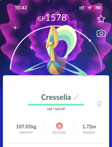 Shiny Cresselia 80kStardust - MlNl P T C - Read Description - Pokémon - Go