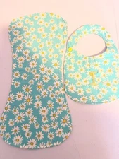 Handmade Burp Clothes  And Bib Sets Embroidered With “I” Made In Ohio With Love
