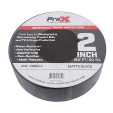Pro X 2 Inch 180FT 60YD Matte Black Commercial Grade Gaffer Tape Non-Residue