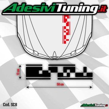 Adesivo Grafica Cofano Linee Quadrati Intagliata Nero Opaco