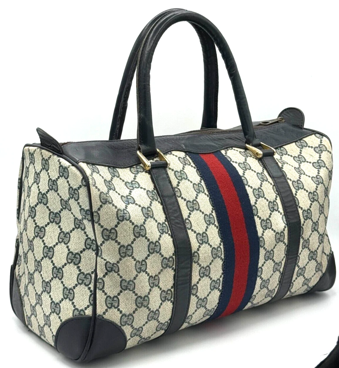 Mini sac vintage Gucci Sherry Line Boston PVC cuir authentique 