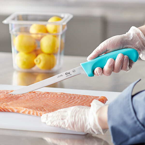 Choice 8" Narrow Semi-Stiff Fillet Knife with Neon Blue Handle