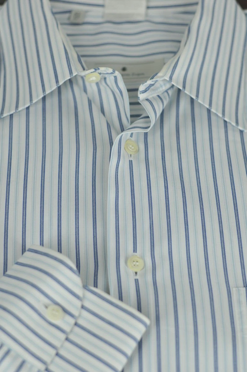 Blue and white striped dress hot sale shirt mens