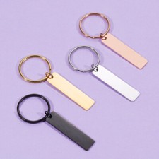 10Pcs Stainless Steel Mirror Polish Keyring Keychain Custom Name Stamping Blank