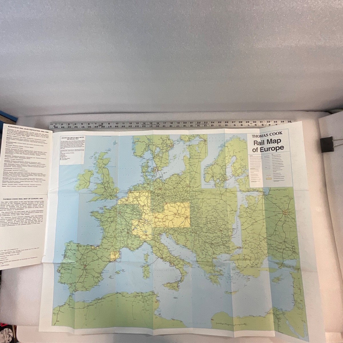 The Thomas Cook Rail Map Of Europe 1993 Folding Paper Map