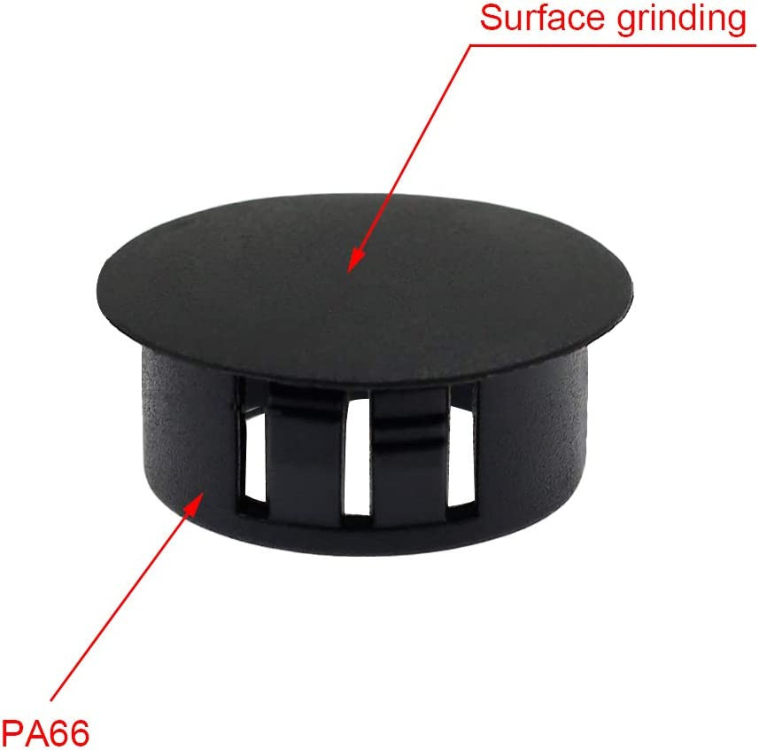 60 Flush-Type 10Mm Black Plastic Hole Plugs, Snap-In Locking End Caps