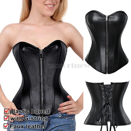 US Damen Gothic schwarz entbeint Taille Training Korsett Überbrust Bustier Body Shaper - Bild 16 von 49