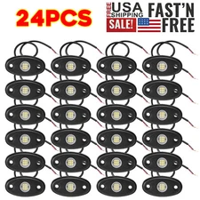24 x Pure White LED Rock Lights Underbody Glow Lamp for Offroad SUV Pickup Truck