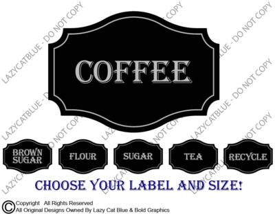 Kitchen Label Decal Sticker Coffee Sugar Tea Recycle Flour Jar Home Decor Bottle