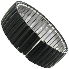 16mm Hirsch Bijoux Black Enamel Coated Stainless Steel Twist-O-Flex Watch Band