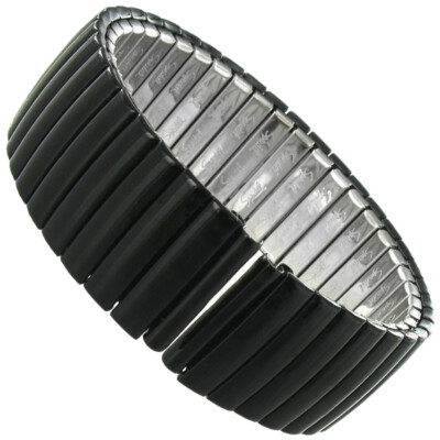16mm Hirsch Bijoux Black Enamel Coated Stainless Steel Twist-O-Flex Watch Band
