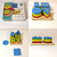 Wooden Shape Sorter Educational Toy Toddlers Baby Geometric Building Blocks Set