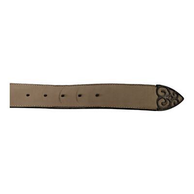 Streets Ahead Handmade Cream Suede Leather Boho Cutout Filigree Buckle Belt, S Streets Ahead Handmade Cream Suede Leather Boho Cutout  main image 2