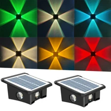 LED Solar Power Fence Lights IP65 Deck Door Wall Yard Outdoor Garden Decor Lamp
