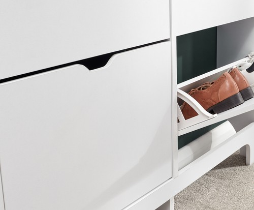 Narrow Shoe Cabinet Storage Foldable Unit 4 Drawer Hallway Bedroom White - Picture 3 of 10
