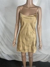 LoveShackFancy Womens Kalora Celestial Crystal Satin Mini Dress Size S Gold