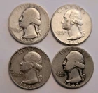 Washington 90% Silver Quarters Lot of 4 various years $1 Face Value