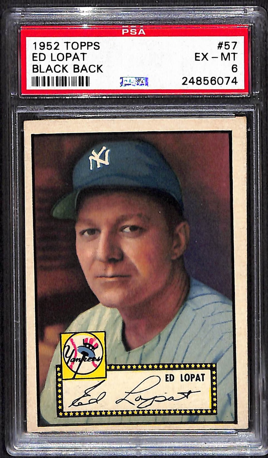 1952 Topps #57 Ed Lopat Set Break! - Black Back PSA 6