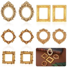 10pcs Small Picture Frames Gold Mini Picture Frames for Crafts Miniature Vint...