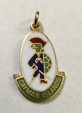 Vtg Cayman Islands Sir Turtle Amco 14k Solid Yellow Gold Enamel Charm Pendant