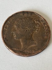 Victoria One Penny Copper Coin -1854