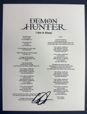 RYAN CLARK SIGNED LYRIC SHEET DEMON HUNTER SINGER I AM A STONE AUTOGRAPH COA