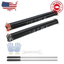 Garage Door Torsion Springs Pair of 0.218" x 2" x 24" with Non-Slip Winding Bars