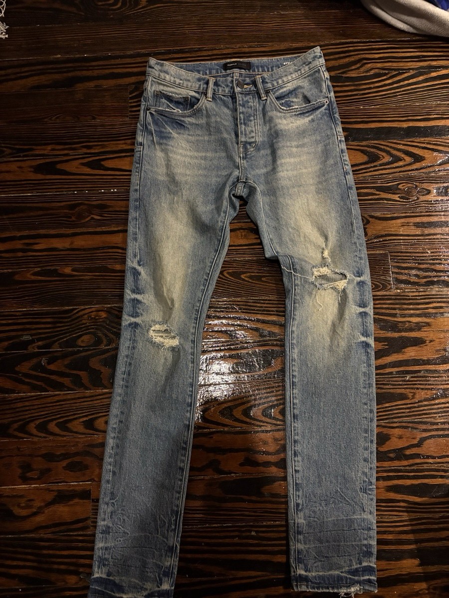 パンツ PURPLE BRAND Purple Brand Light Blue Distressed Denim Jeans Straight Style 5