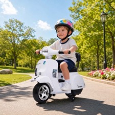 6V 4-Wheel Ride on Motorcycle Licensed Vespa Kids Electric Scooter