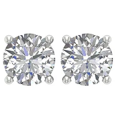 2.00Carat Genuine Diamond Solitaire Studs Earrings Four Prong Set 14K White Gold