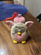 Pink  Gray Plush Furby Keychain collectible