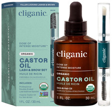 Cliganic Organic Castor Oil, 100 Pure 1oz with Eyelash Kit - For Eyelashes, E