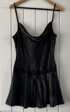 MOTEL Black Lace Insert Satin Mini Cami Dress size M UK