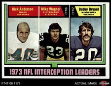 1974 Topps #332 Dick Anderson Interception Leaders 7 - NM