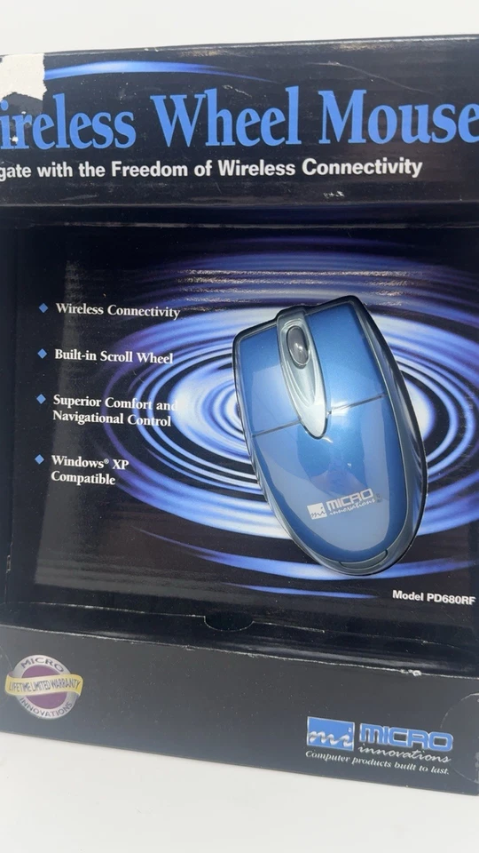 Vintage 2002 Micro Innovations PD680RF Wireless Wheel Mouse RF NIB Blue - Image 2 of 4