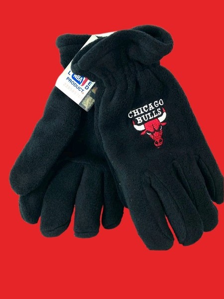 Guantes de vellón negros para hombre de la NBA de finales de los 90 de colección Chicago Bulls NOS
