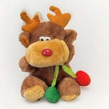 Fun World Reindeer Plush Christmas Vintage Stuffed Animal Corduroy Ears 7  