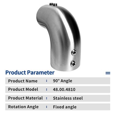 Stainless Steel 90° Fixed Angle Elbow Pipe Connector To HMI Control Panel System