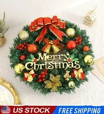 20-inch Christmas Wreath Xmas Gift Front Door Wall Decor Garland Yard Decoration