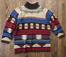 Vintage 1990  s Southwestern Indian Baggy Muted Tunic Sweater Petite M