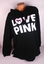 Victoria's Secret VS PINK Pullover Hoodie Love Pink Originals Black Large L
