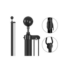 Lumedi Teilbarer Mast Fahnenmast schwarz inkl. Bodenrohr + Fahnenleine 700 cm