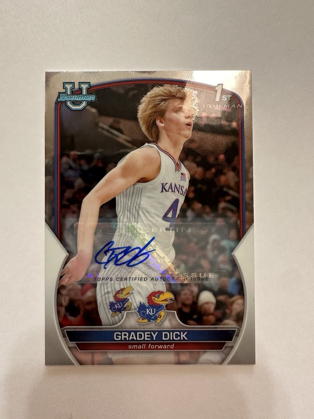 2022 BOWMAN 1ST FIRST CHROME UNIVERSITY GRADEY DICK ROOKIE RC AUTO #41 KANSAS