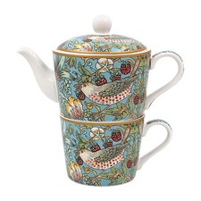 Ceramic Tea For One Set W.Morris Strawberry Thief Stacking Teapot & Cup Tea Time